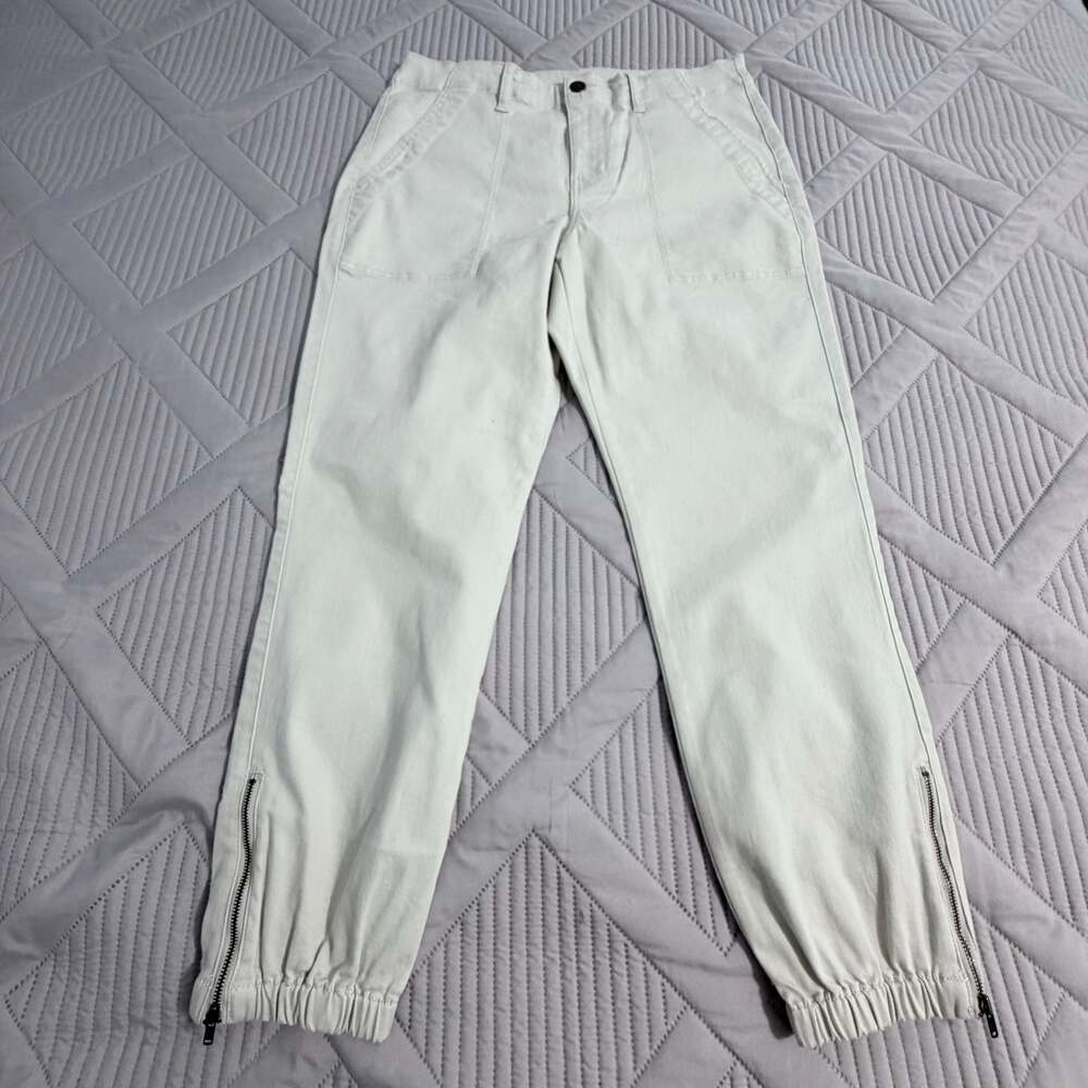 Cabi Compass Pant Oyster Beige Cotton Blend Zip Ankle Jogger Cargo Pants 10

A4
